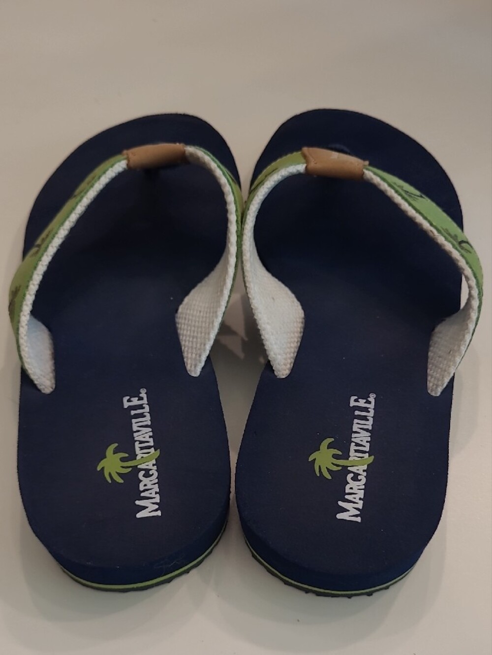 Margaritaville Breezy Slip On Toe Peg Leather Sandal Palm Tree Foam Flip Flops - Picture 14 of 17